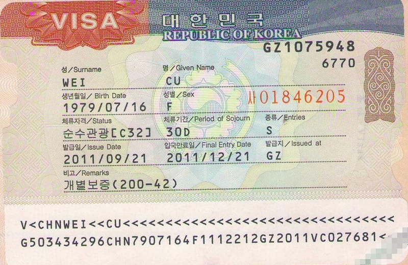 Visa C3 Hàn Quốc